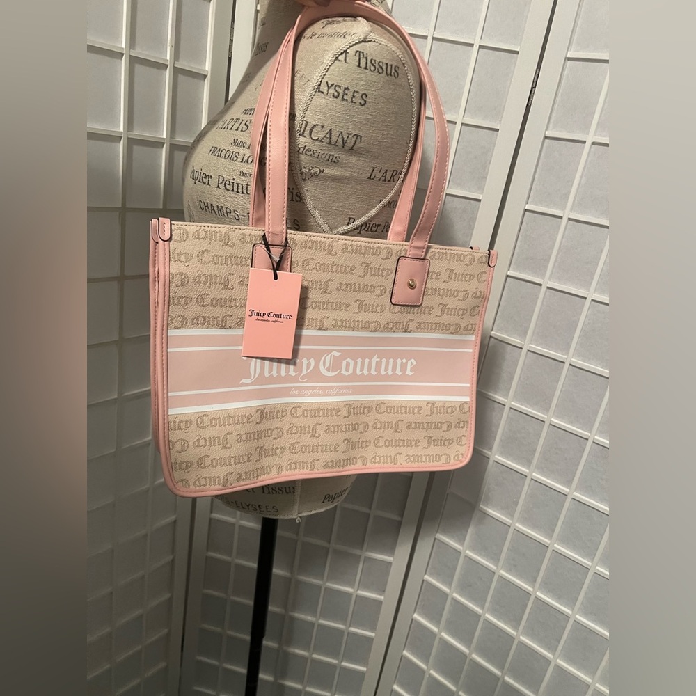 Juicy Couture Sandstone Tote with Pink Tag
